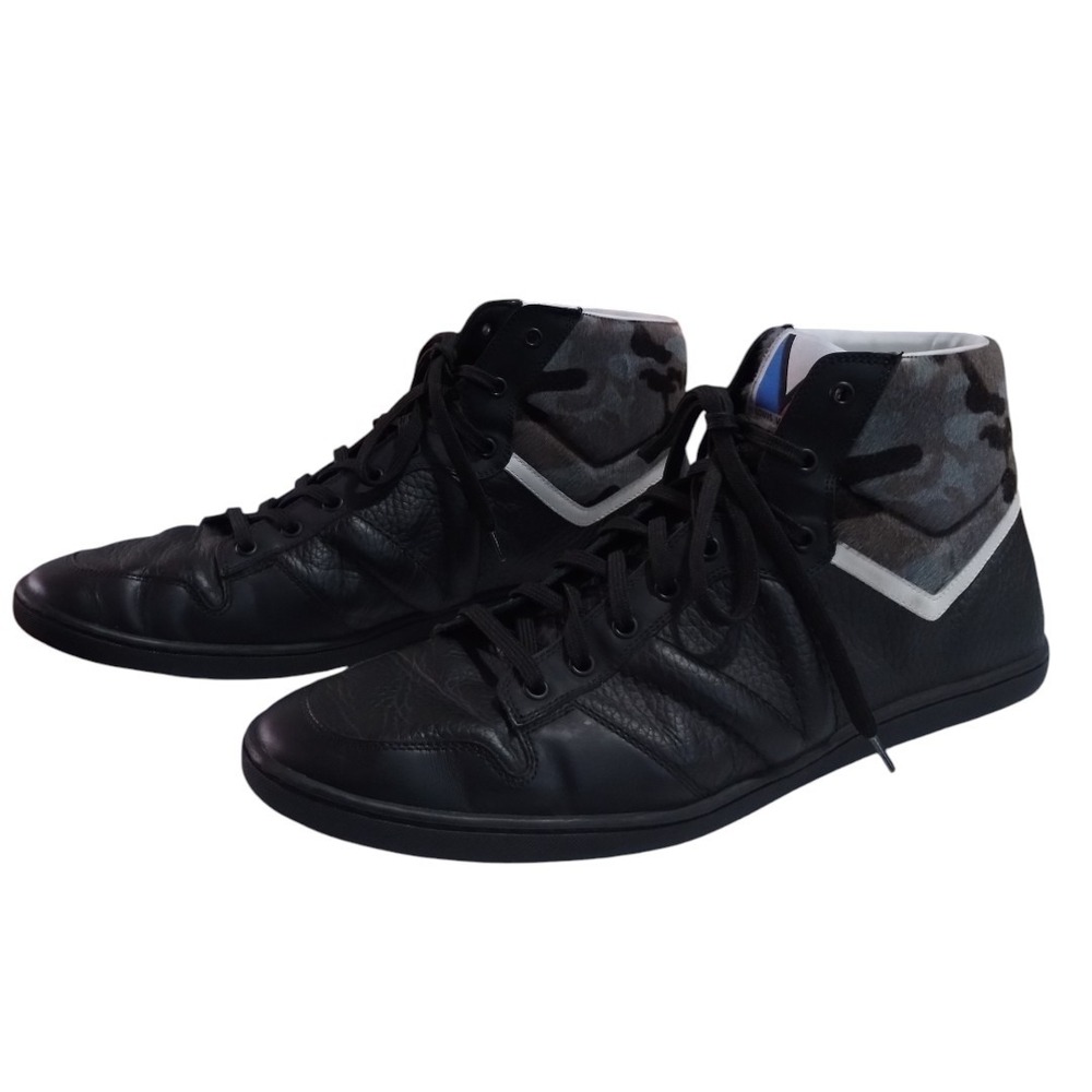 Louis Vuitton LV6 Camo X Black Leather Spitfire High Top Sneakers US 10.5/UK9.5